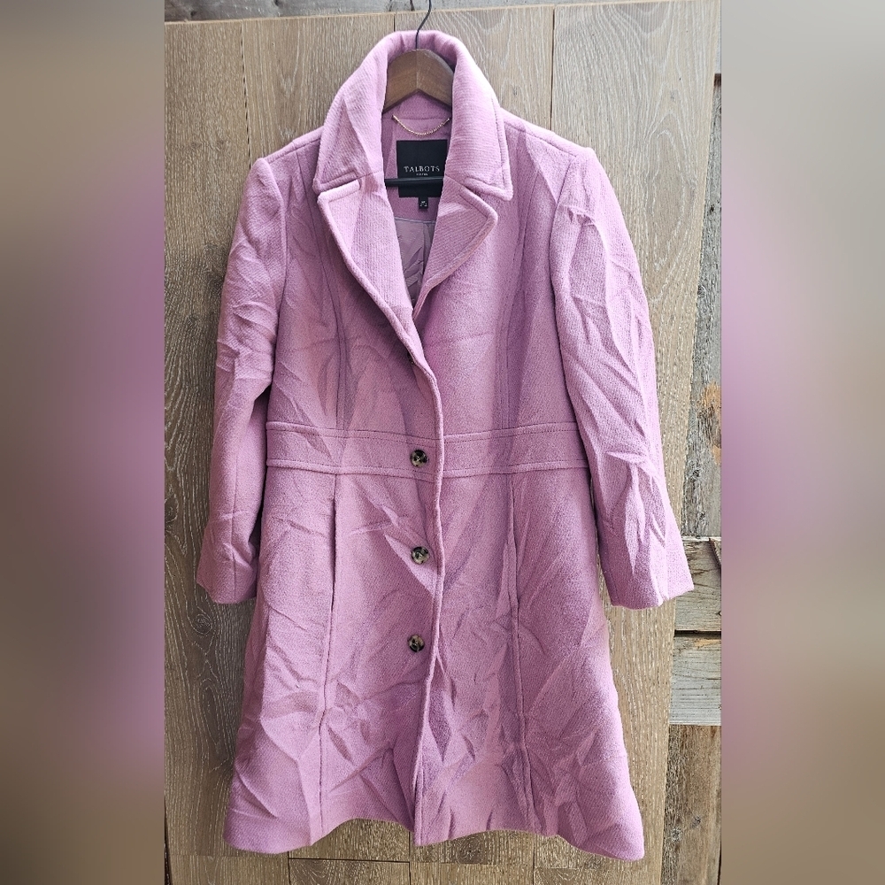 Talbots Wool Mauve Pink Pea Coat Trench Coat